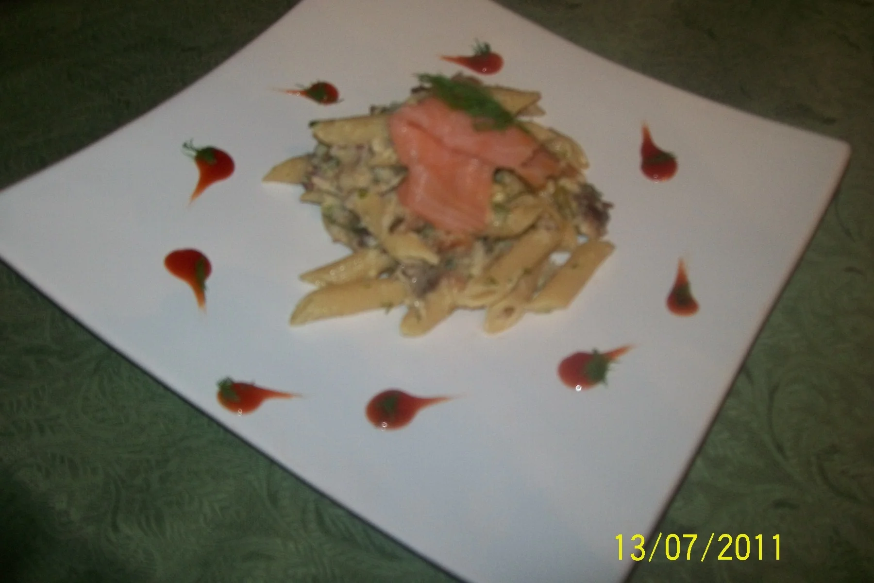 French pasta with smoked salmon