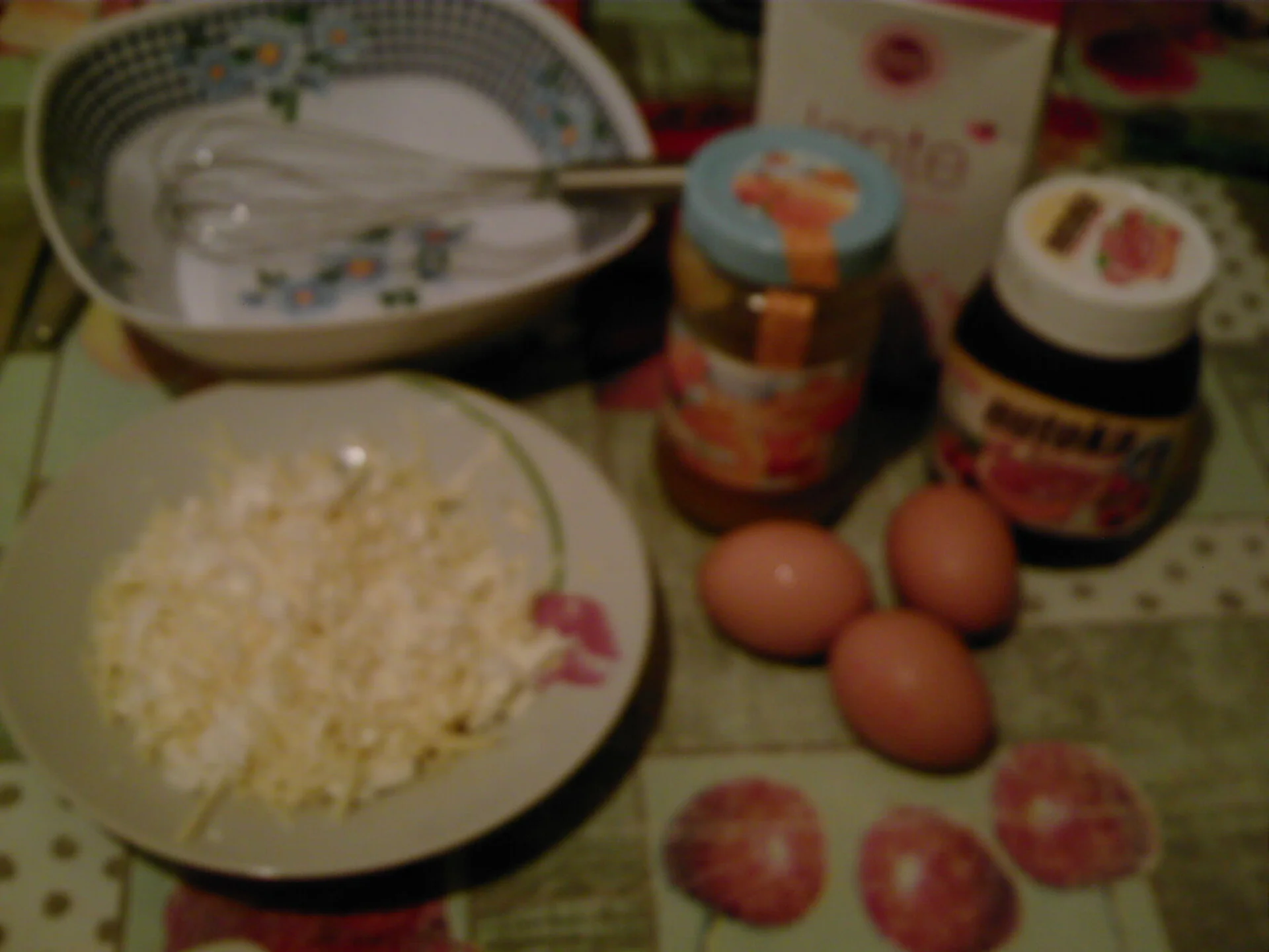 Pancakes with cheese, cheese, and Nutella