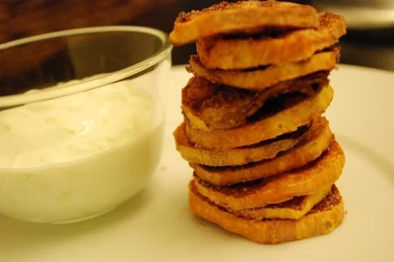 Spiced Yam Chips with Lime Yogurt Dip 5 Points