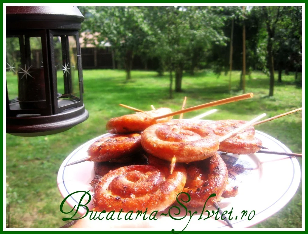 Romanian sausages on the grill :) prepared in the grandparents’ orchard