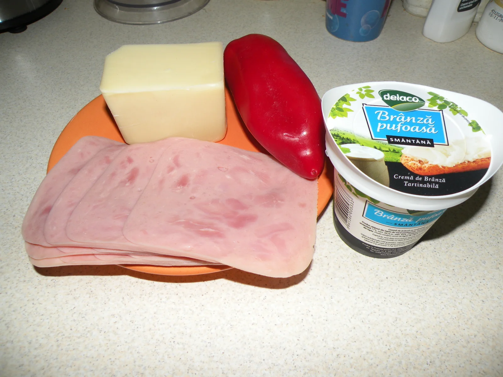 Cheese, ham, and fluffy Delaco cheese tart