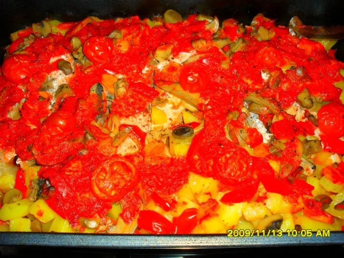 Salmon with roasted vegetables