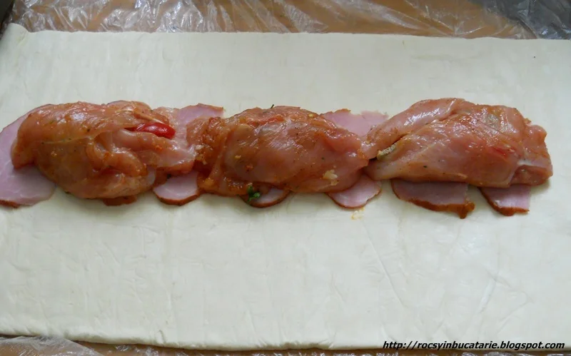 Chicken breast stuffed with mushrooms in puff pastry