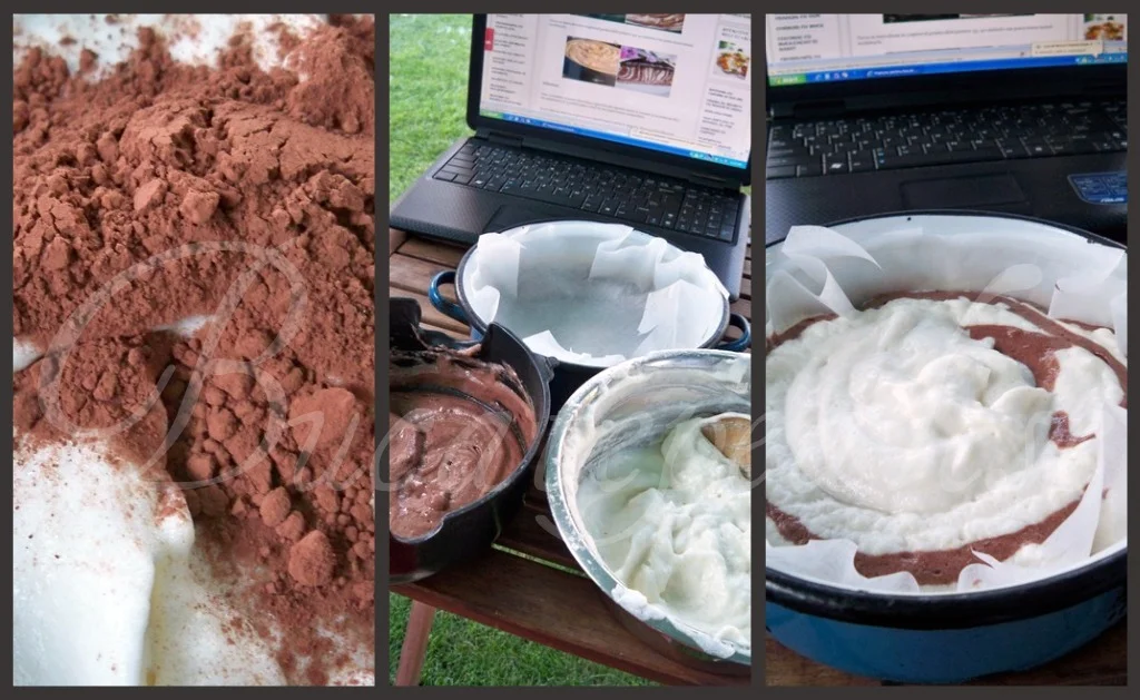 Zebra cake made from egg whites