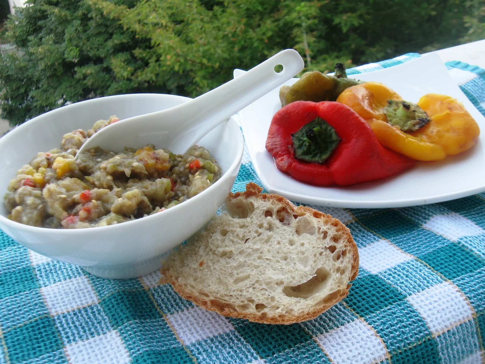 Eggplant salad with roasted peppers