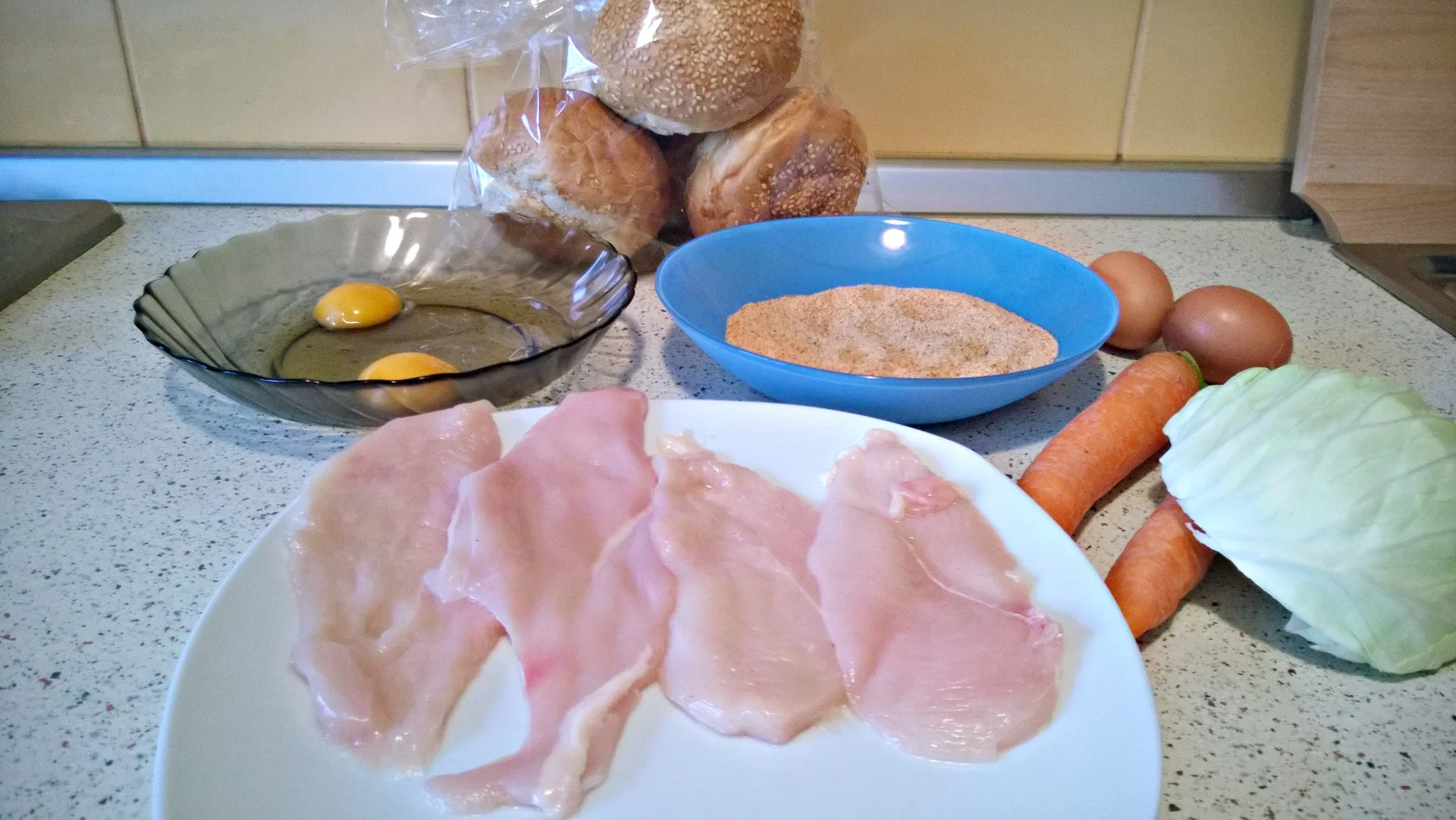 Chicken schnitzel hamburger