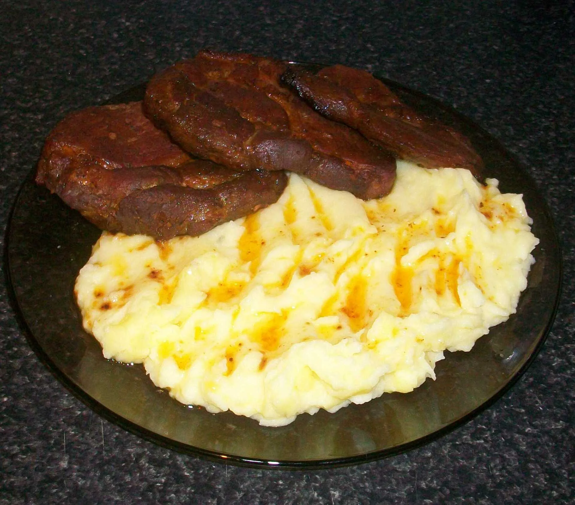 Mashed potatoes with marinated pork