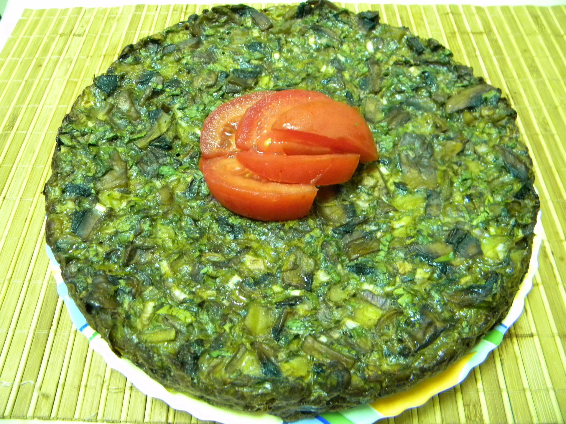 Mushroom, eggplant, and zucchini pie