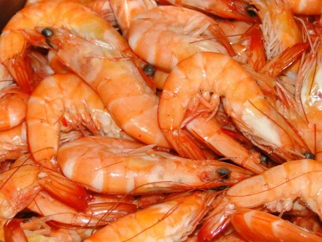 Shrimp with seasonal raw vegetable salad