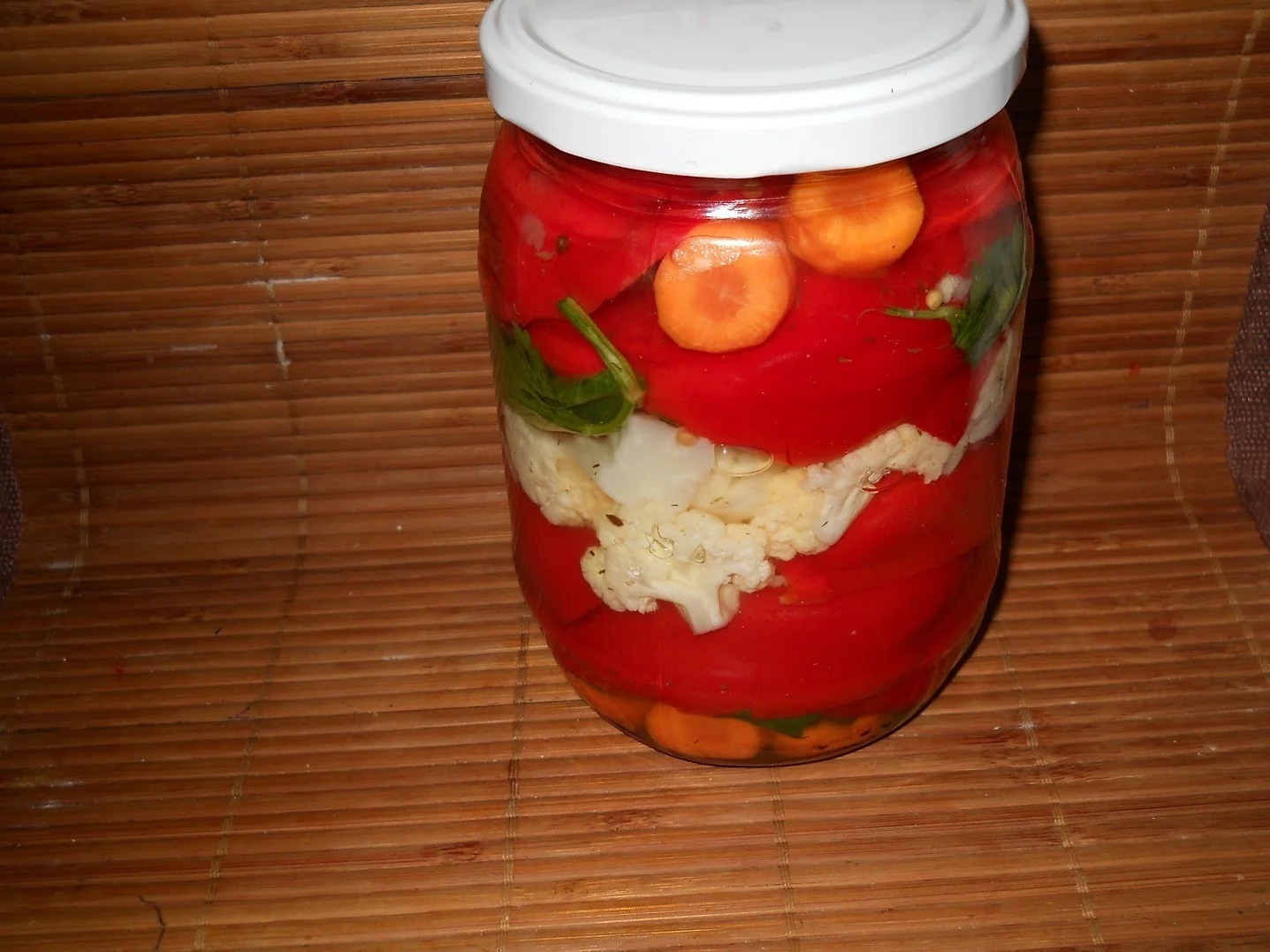 Pickled bell peppers and cauliflower