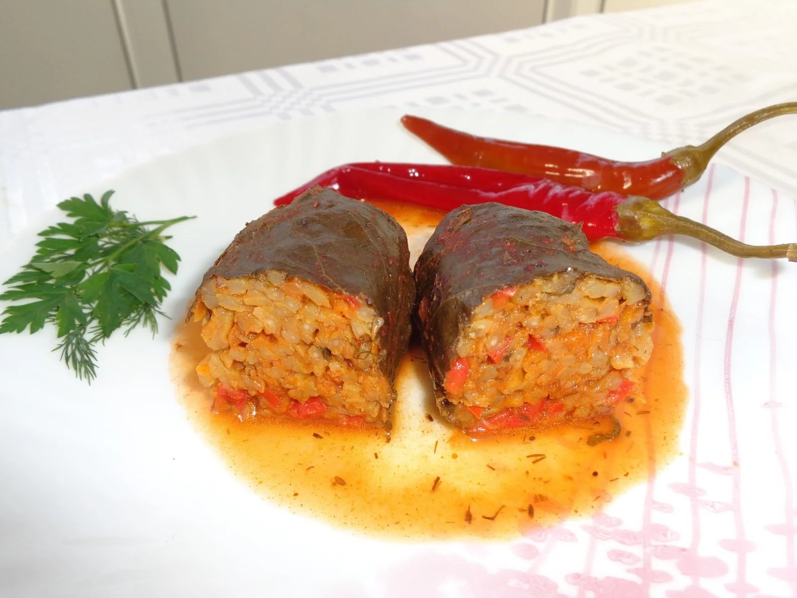 Stuffed cabbage rolls with vegetables