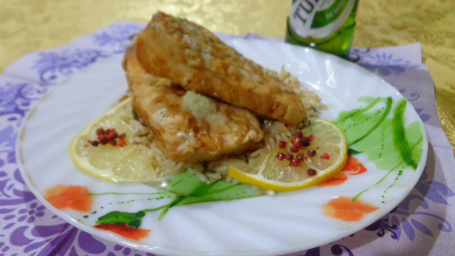 Fried carp with garlic sauce – marinated in beer