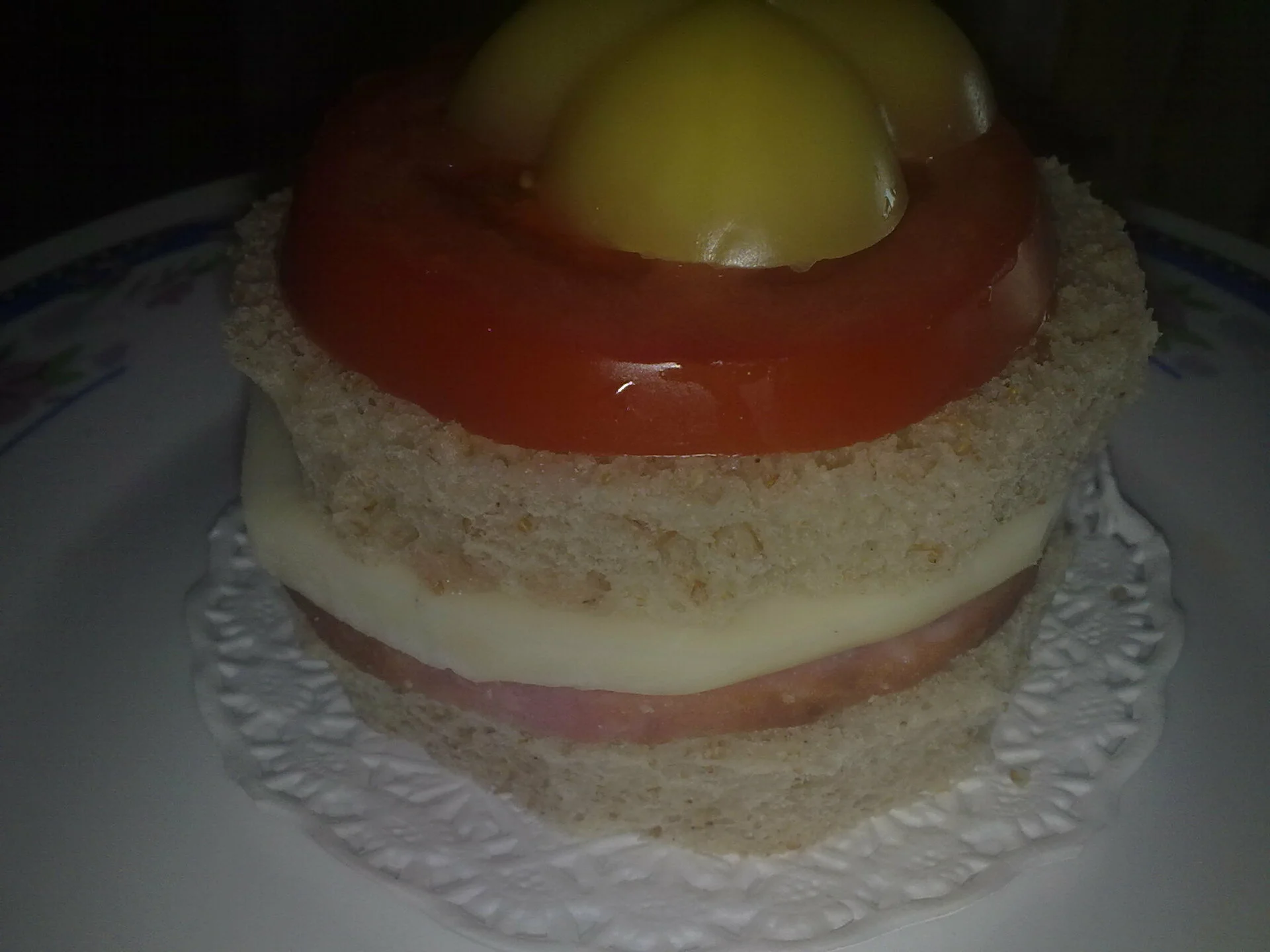 Sandwich with cheese and salami