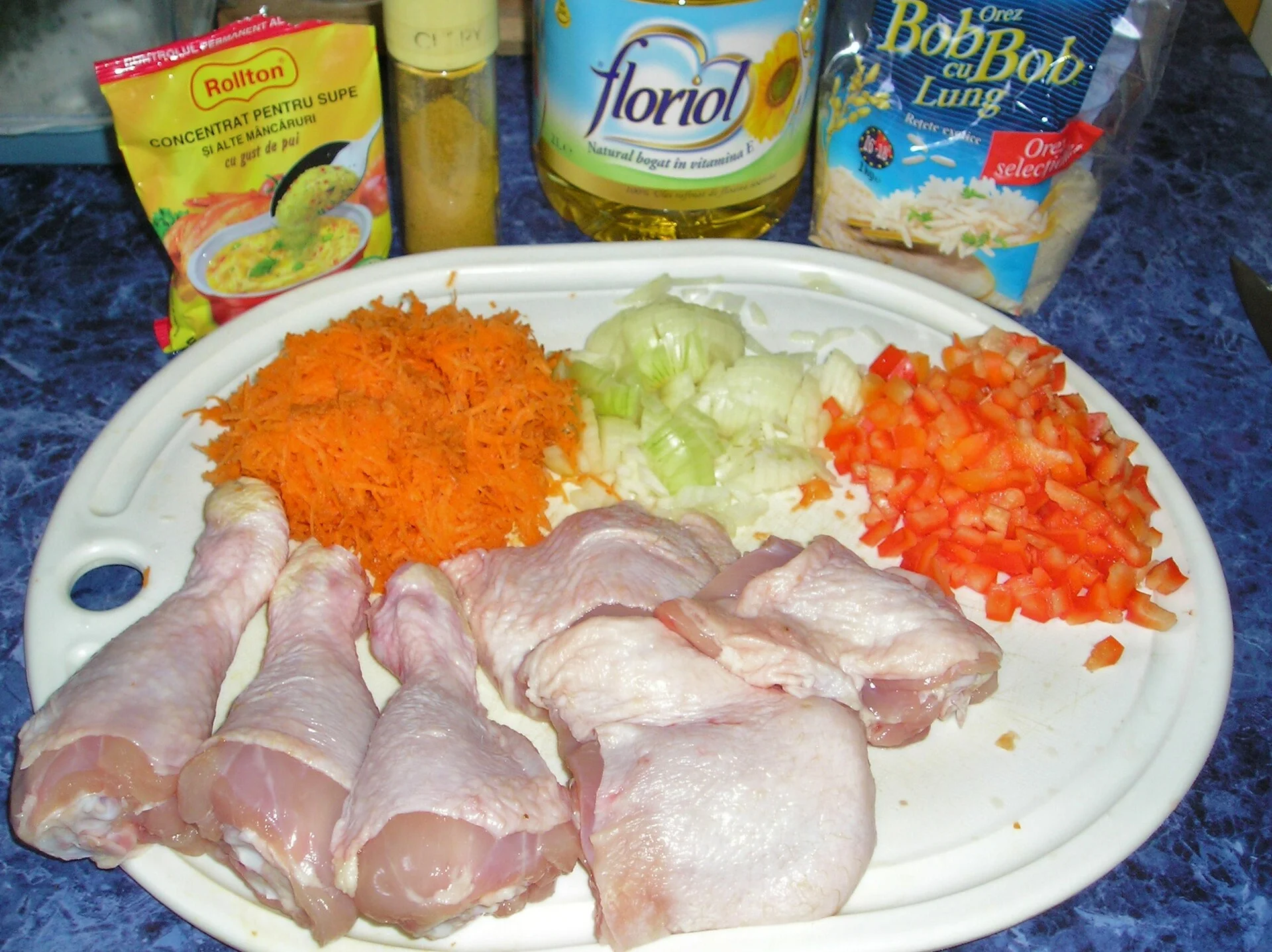 Chicken thighs with rice pilaf