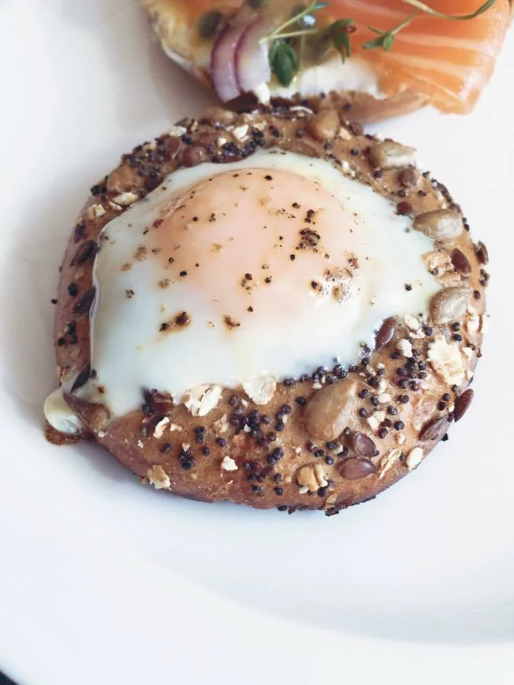 Pretzel filled with quail eggs