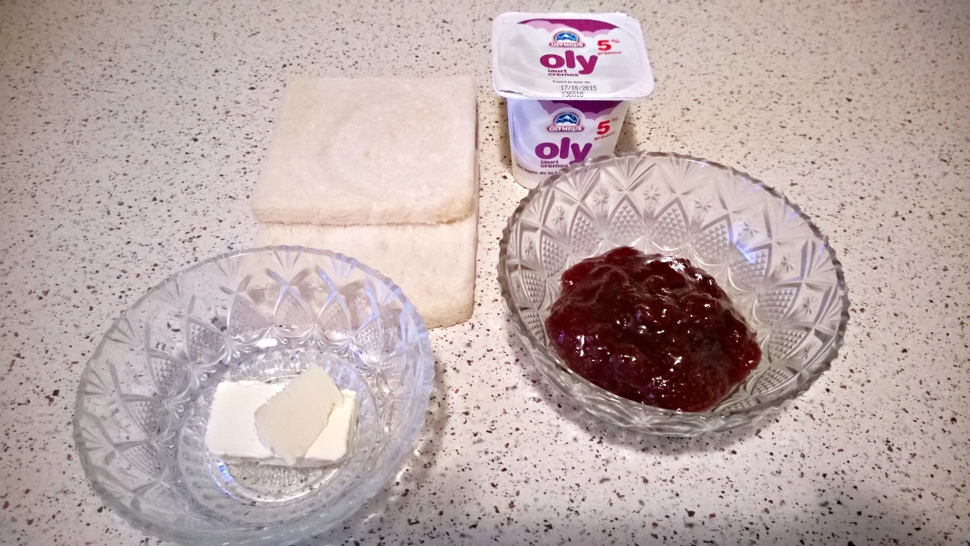 Sandwich with butter and jam