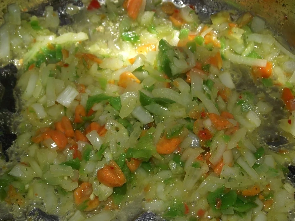 Green bean dish with soy schnitzels