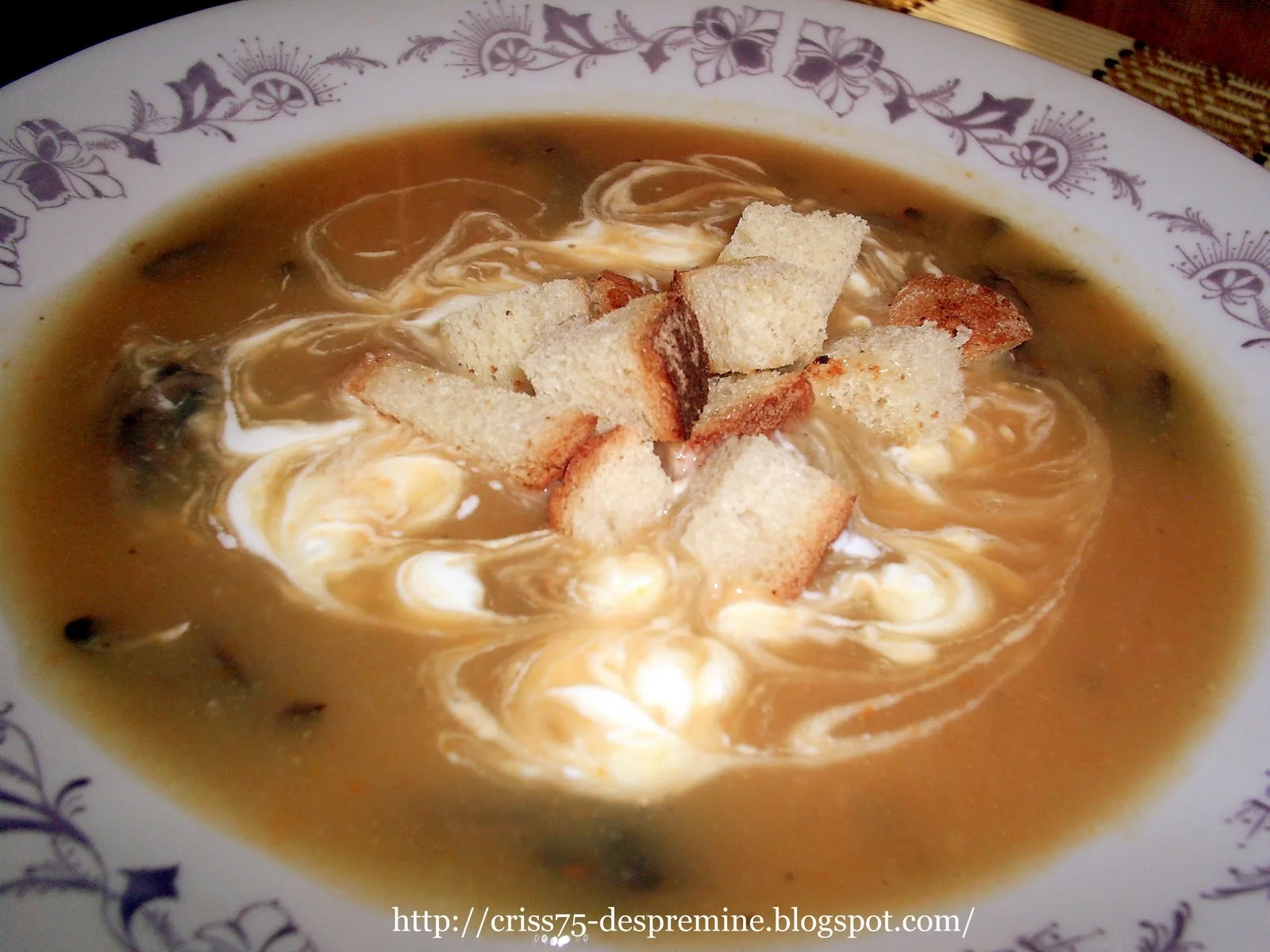 Creamy vegetable soup with mushrooms