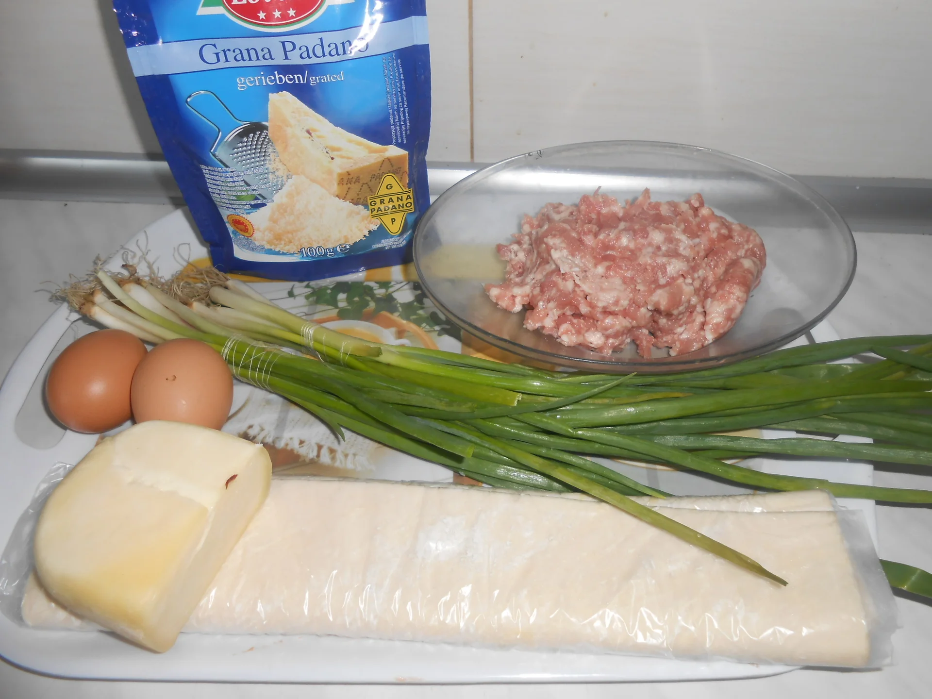 Meat and green onion pie