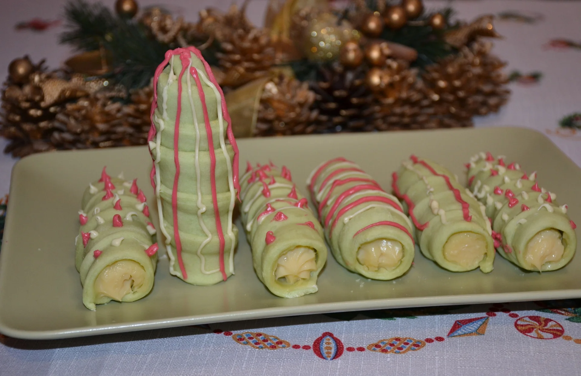 Christmas trees filled with vanilla cream