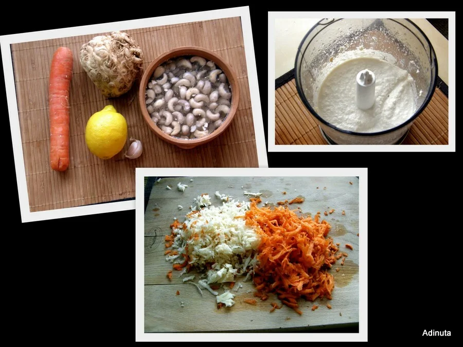 Carrot and celery salad with cashew cream