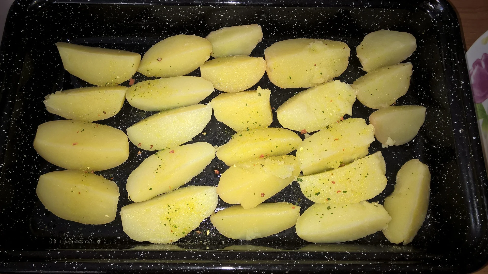 Baked potatoes with chicken, ham, and cheese