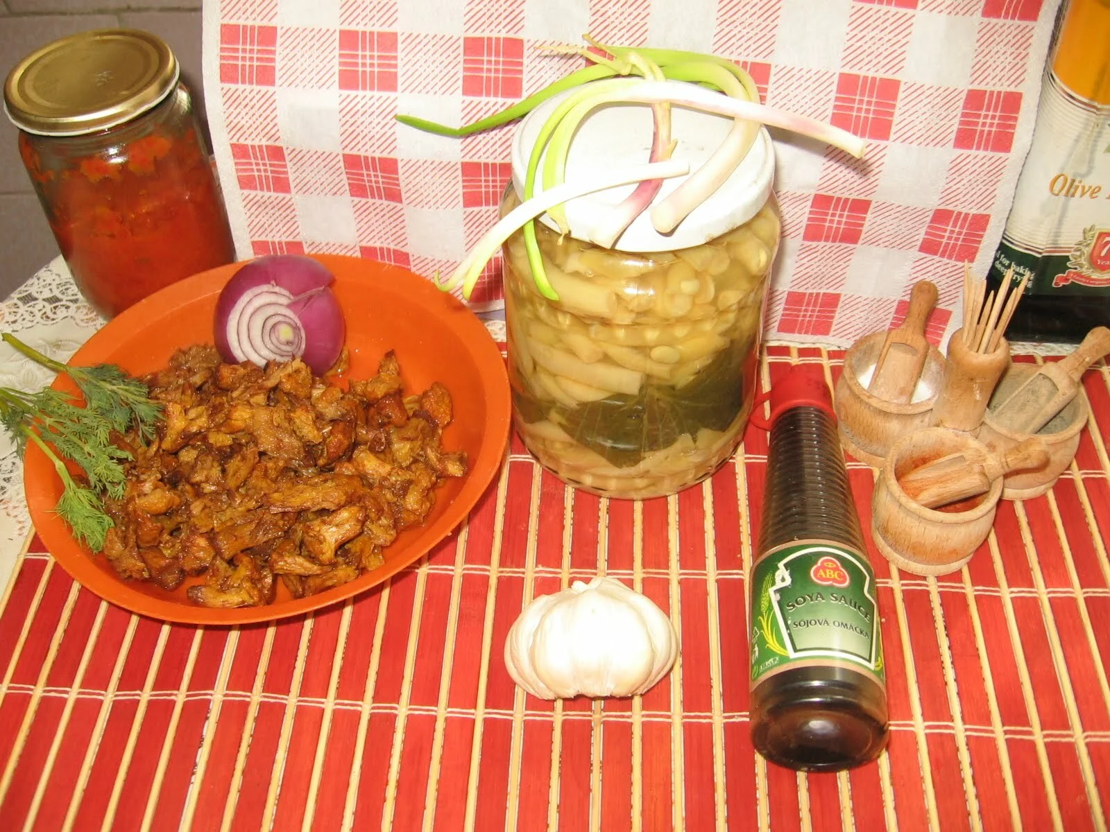 Green beans with mushrooms