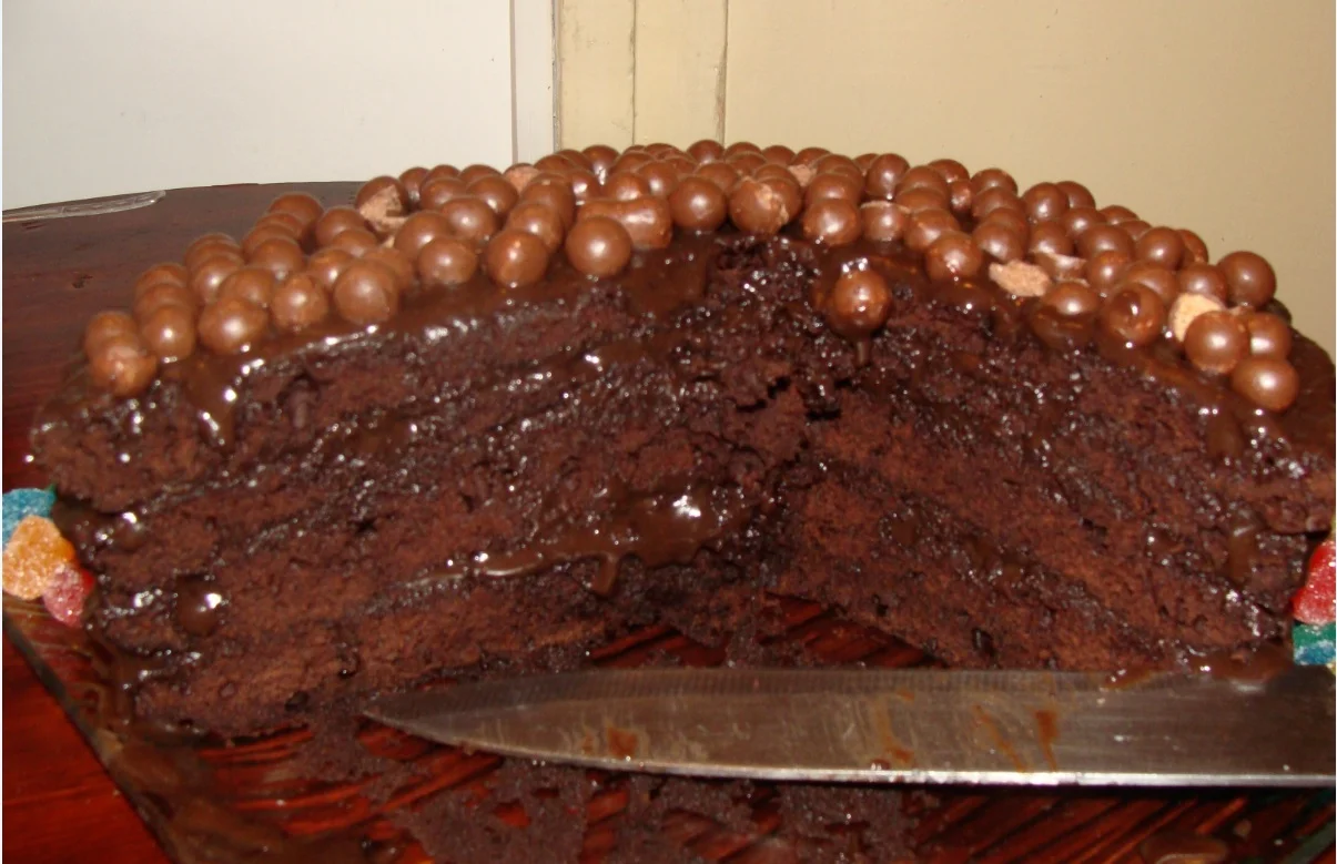 Chocolate cake on chocolate