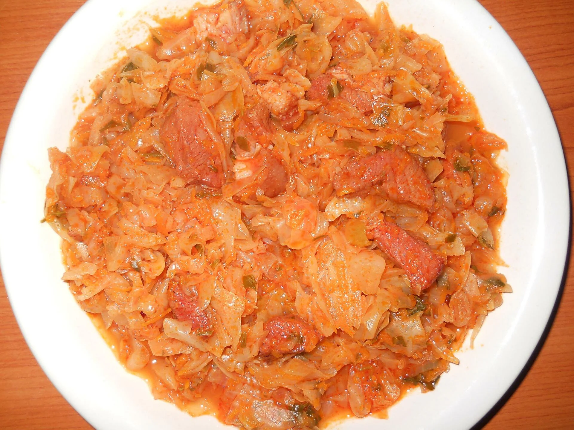 Cabbage with smoked meat