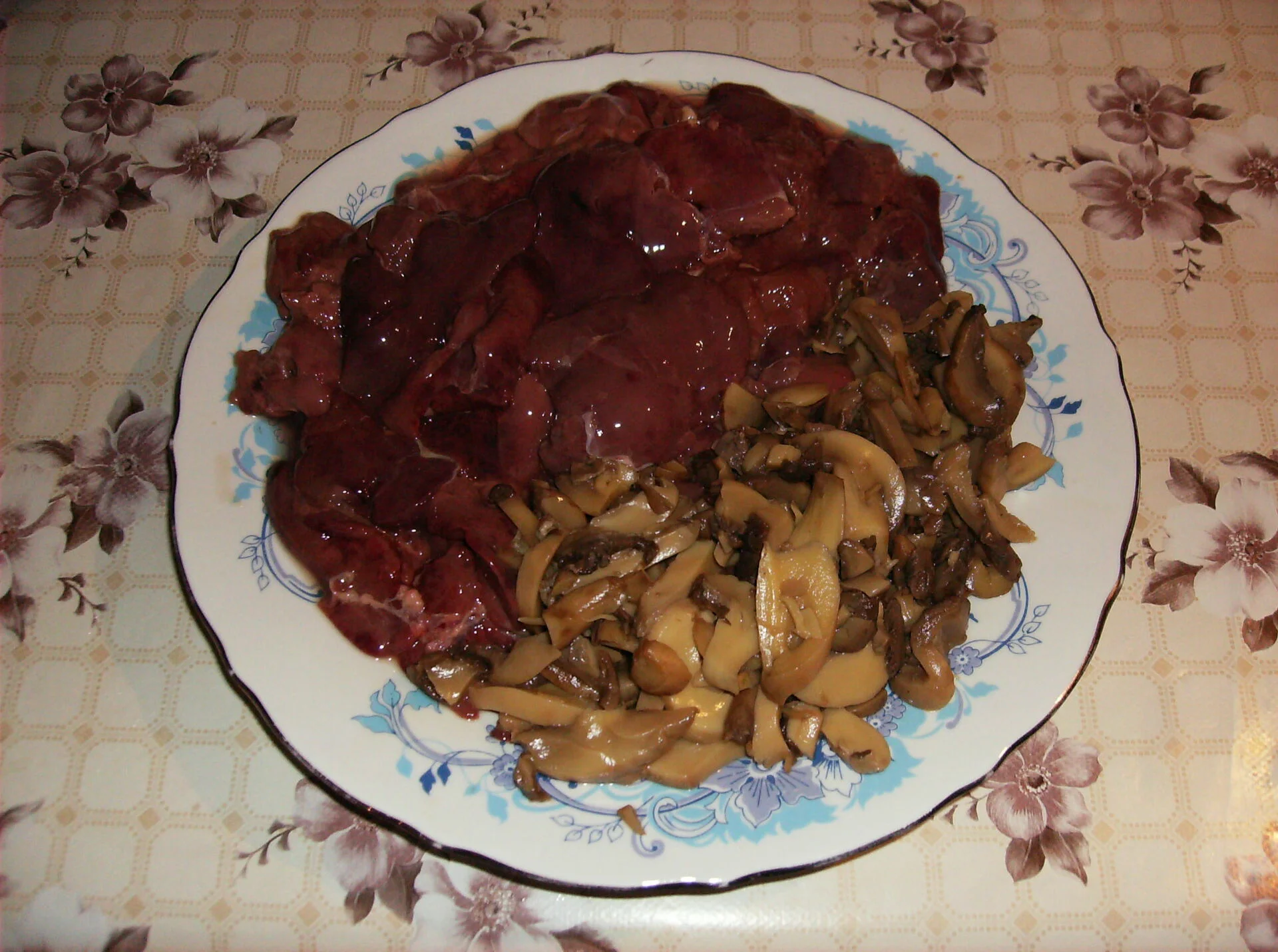 Liver with mushrooms