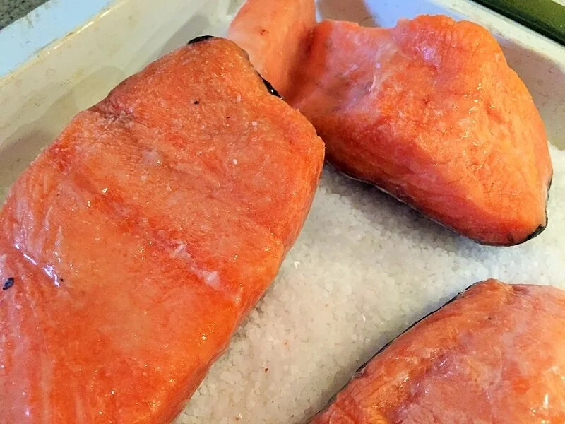 Glazed salmon on the grill