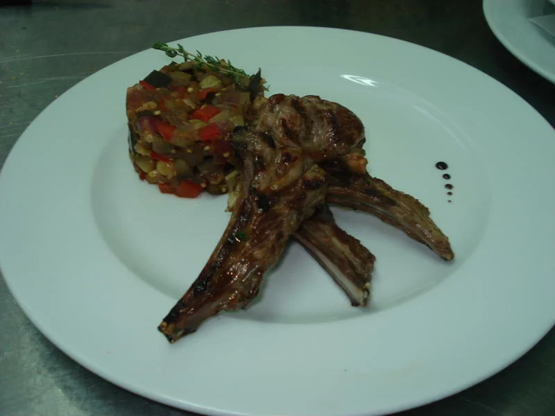 Lamb chops with Sicilian caponata