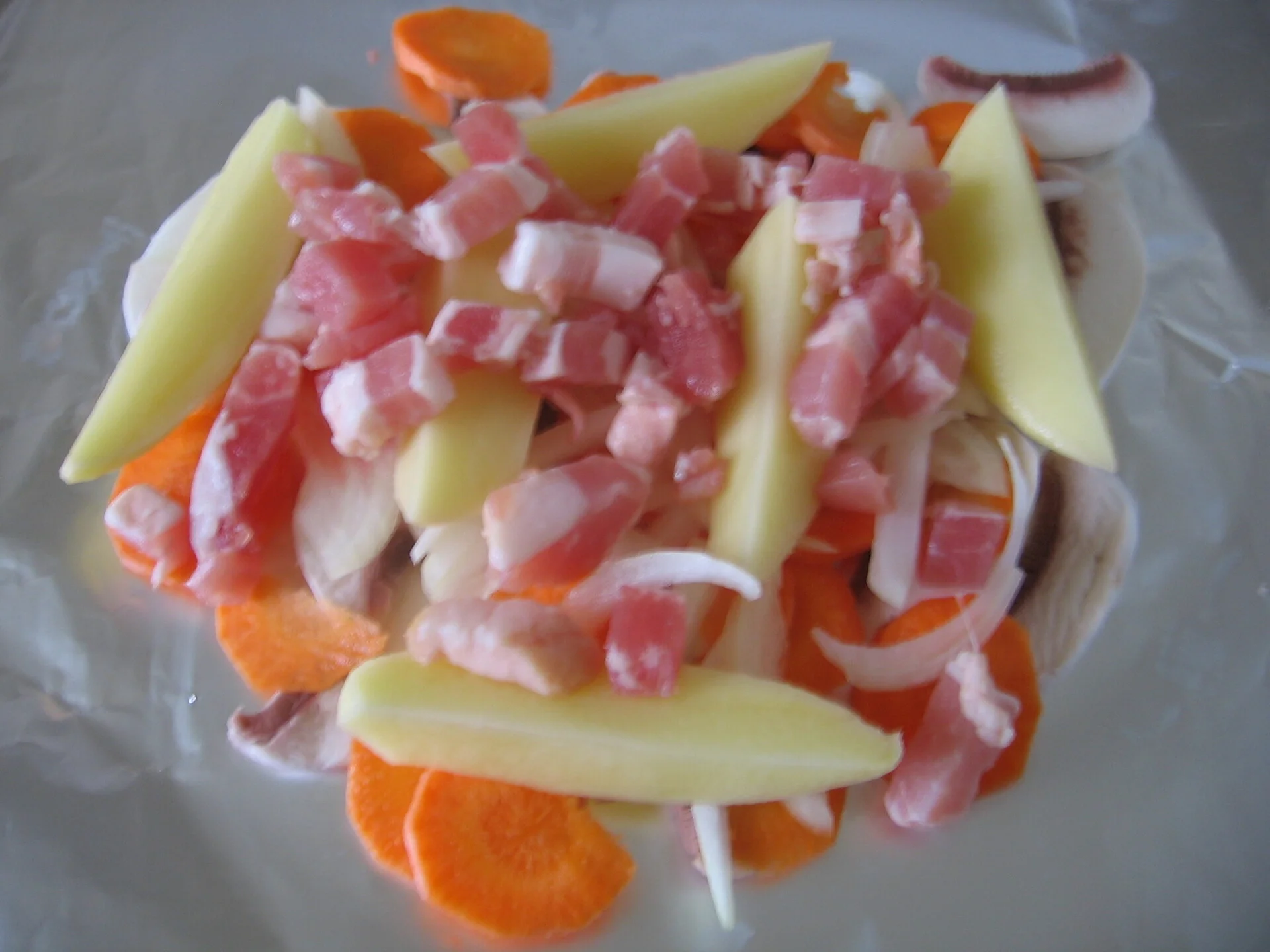 Rabbit on a bed of vegetables