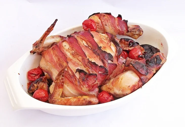 Chicken wrapped in bacon