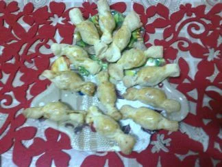 Candy apples with minced meat and apple