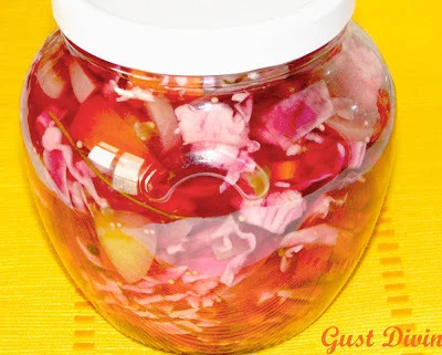 Mixed pickles in vinegar