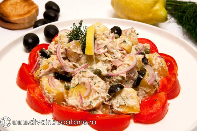 Potato salad with tuna and capers