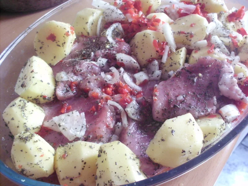 Pork chops and roasted potatoes