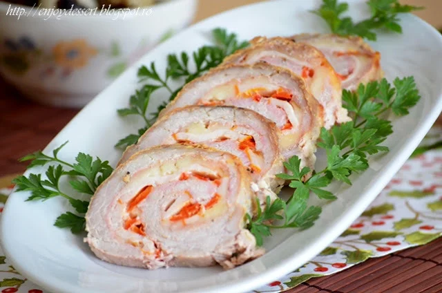 Pork roll with cheese and bell pepper