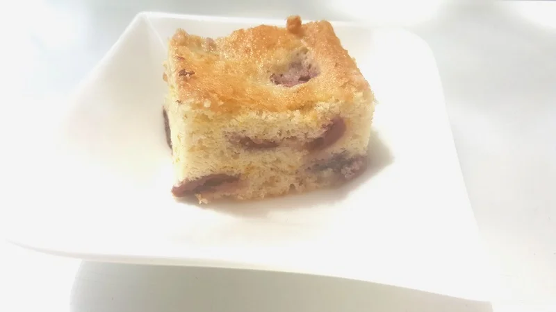 Fluffy egg white cake with cherries