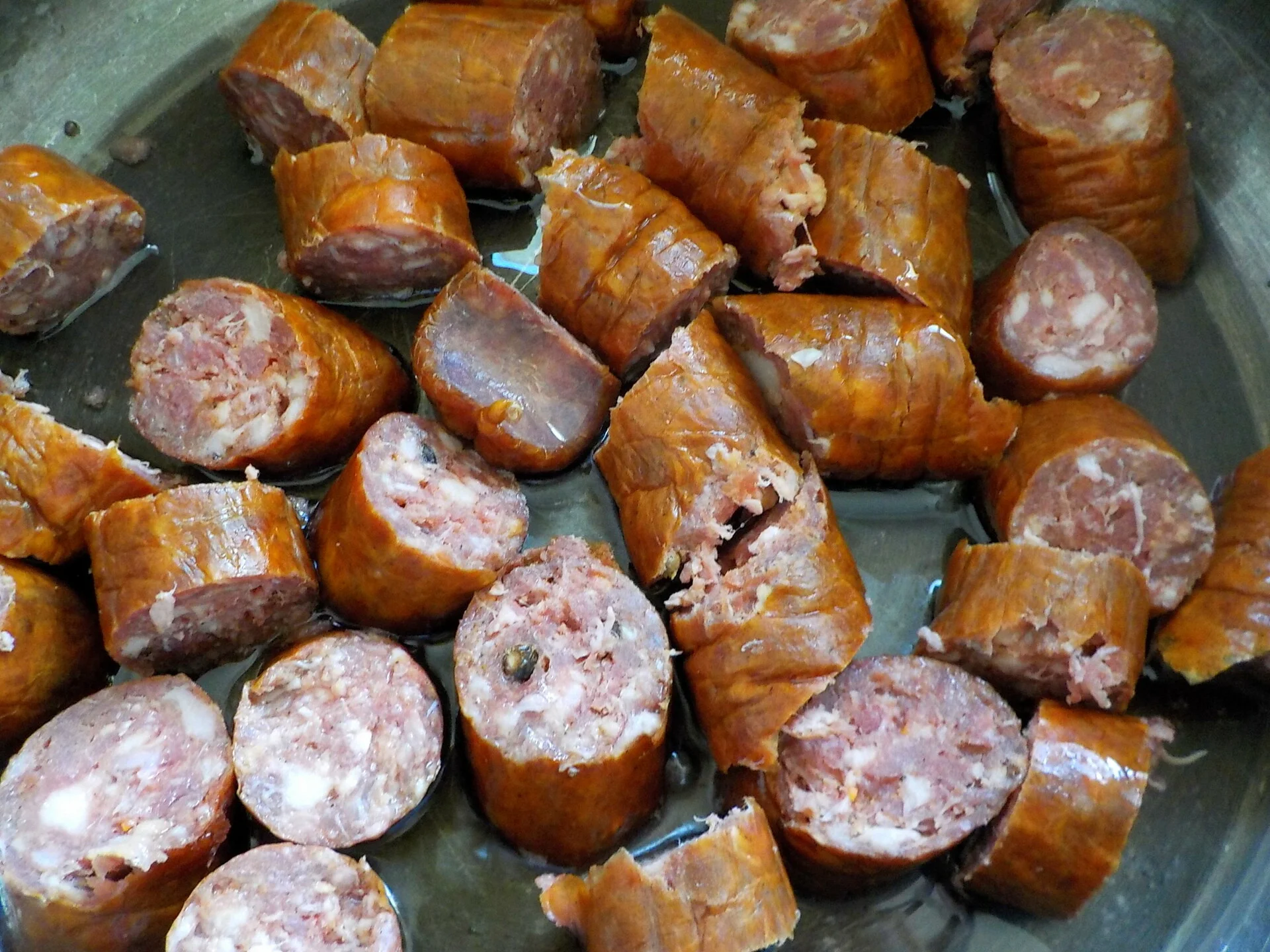 Cabbage with sausages and roasted peppers