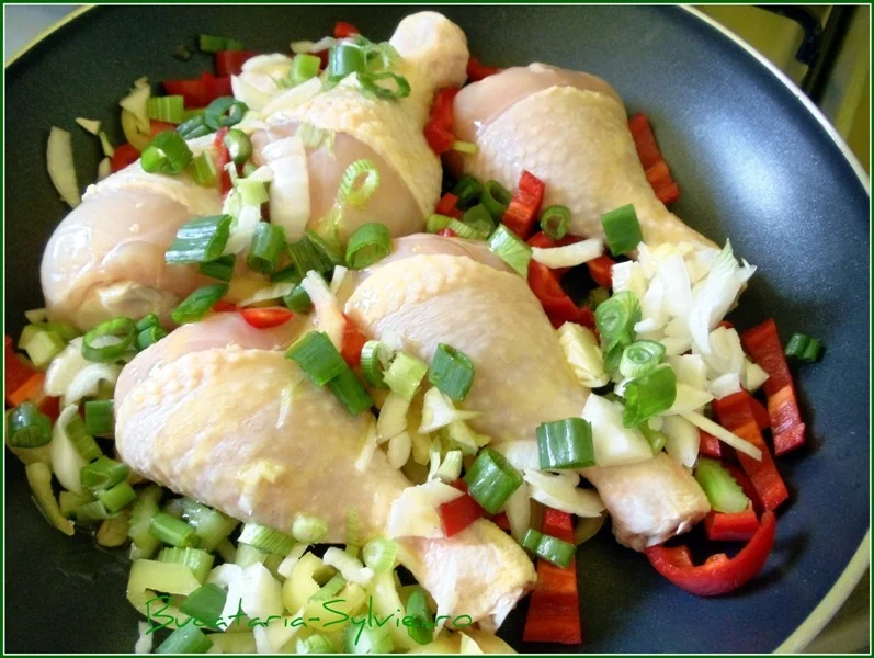 Chicken thighs with vegetables