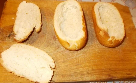 Rolls with pressed ham, eggs, and cheese