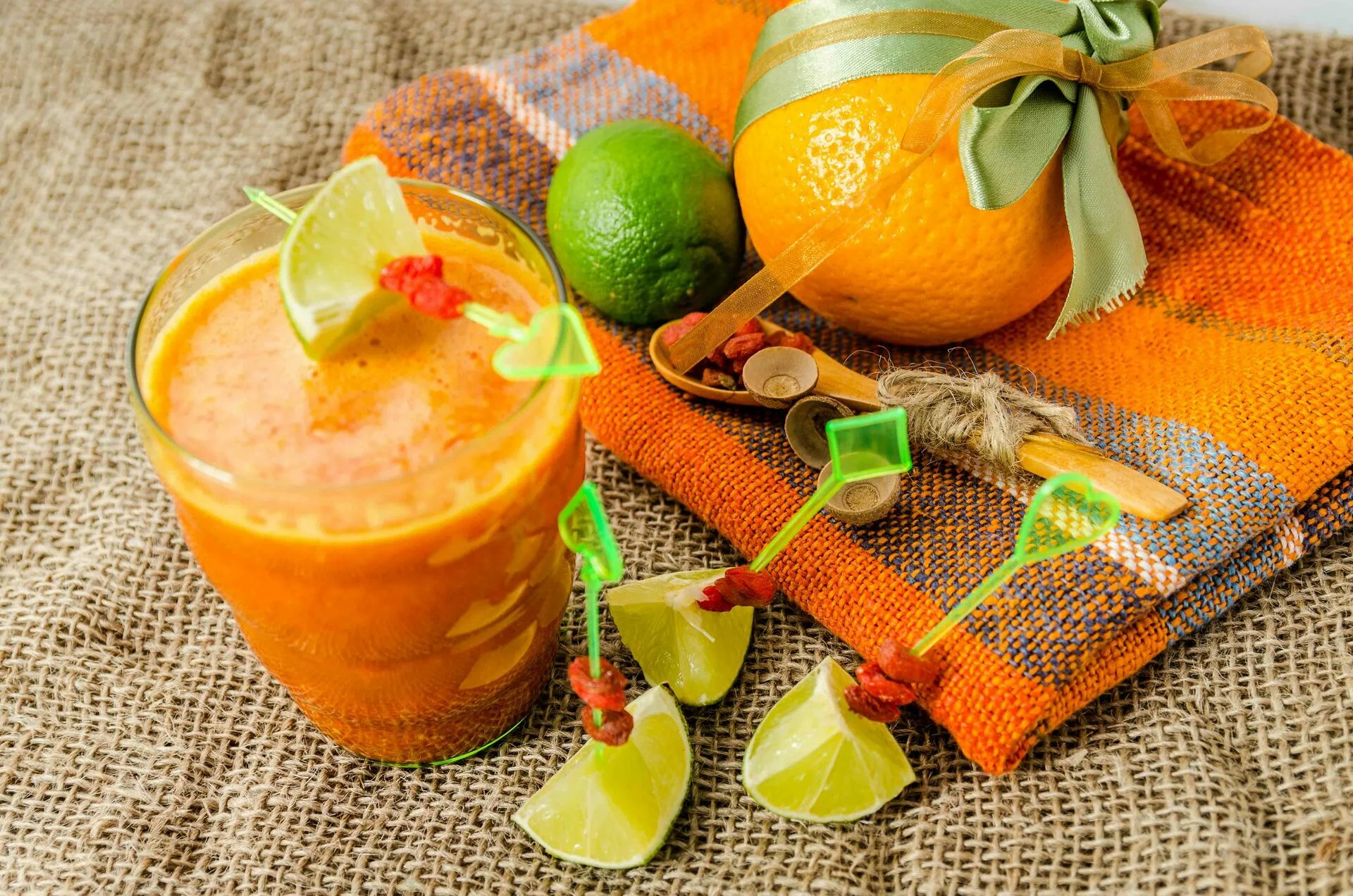 Orange juice with goji