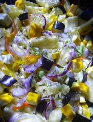 Oven-roasted vegetables (vegan or not)