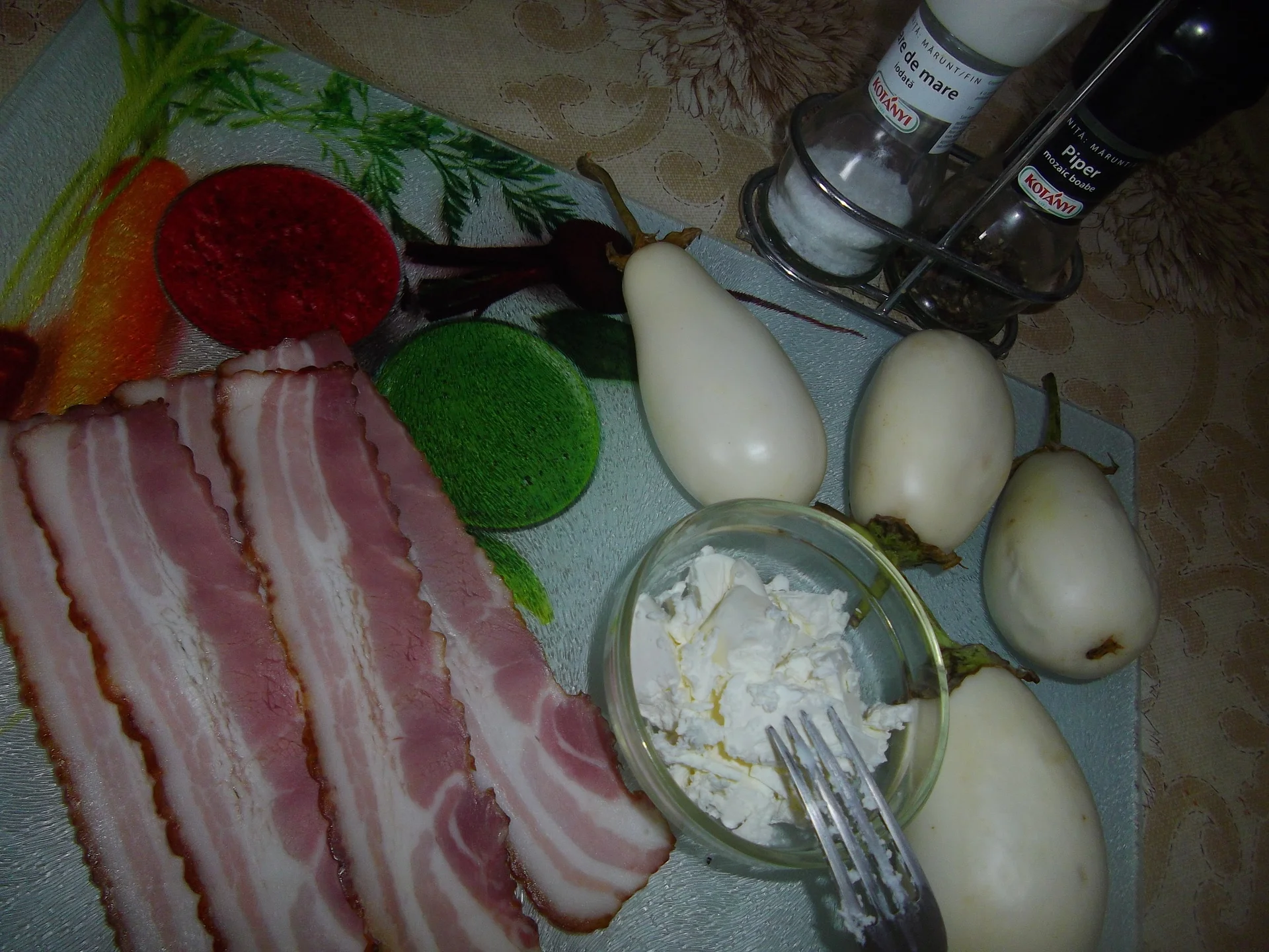 Eggplant packages with bacon