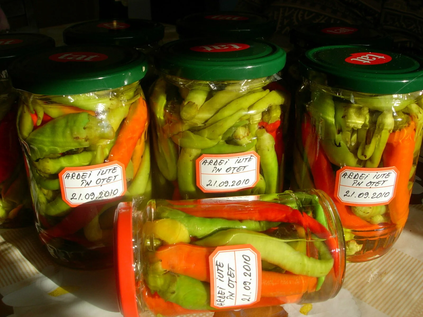 Hot peppers in vinegar