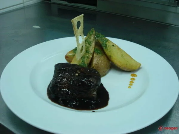 Beef tenderloin with red wine sauce and broccoli