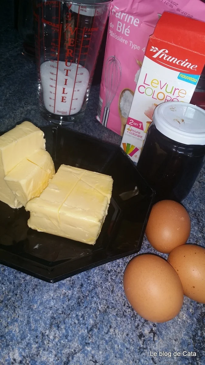 Pink cake with jam or jelly