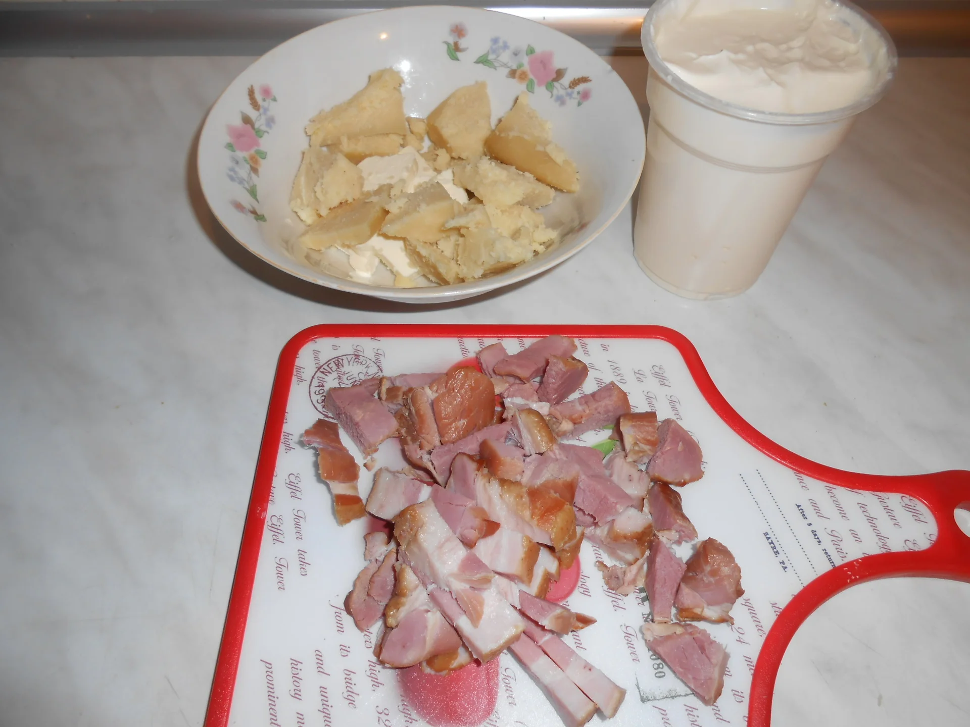 Cornmeal pie with what I found in the fridge